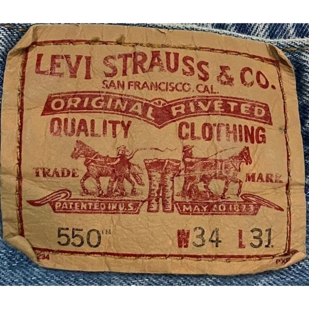 Levis 550 Relaxed Fit Straight Denim Jeans Mens 34x31 (34X30) light Wash Cotton